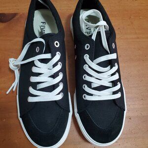 NWOT size Men's US  9 FIVE FOUR black canvas lace up shoes MENLO tennis NEW